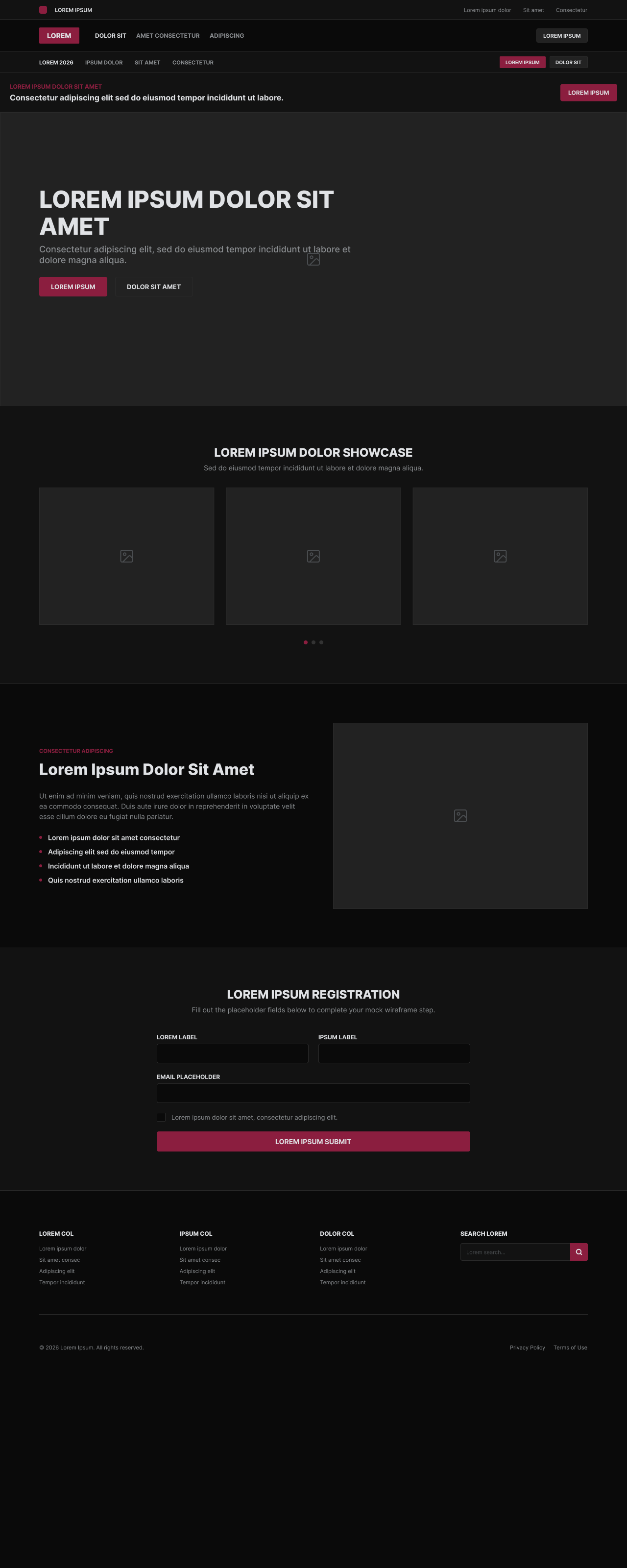 Lo-fi landing page wireframe