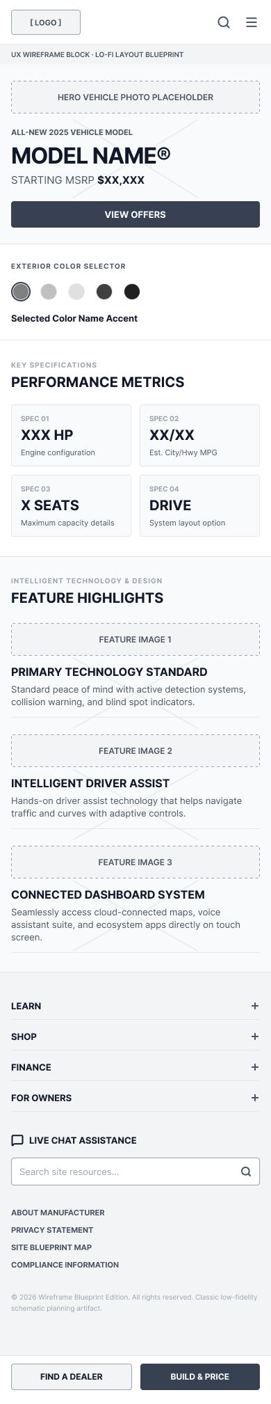 Nissan Rogue mobile wireframe