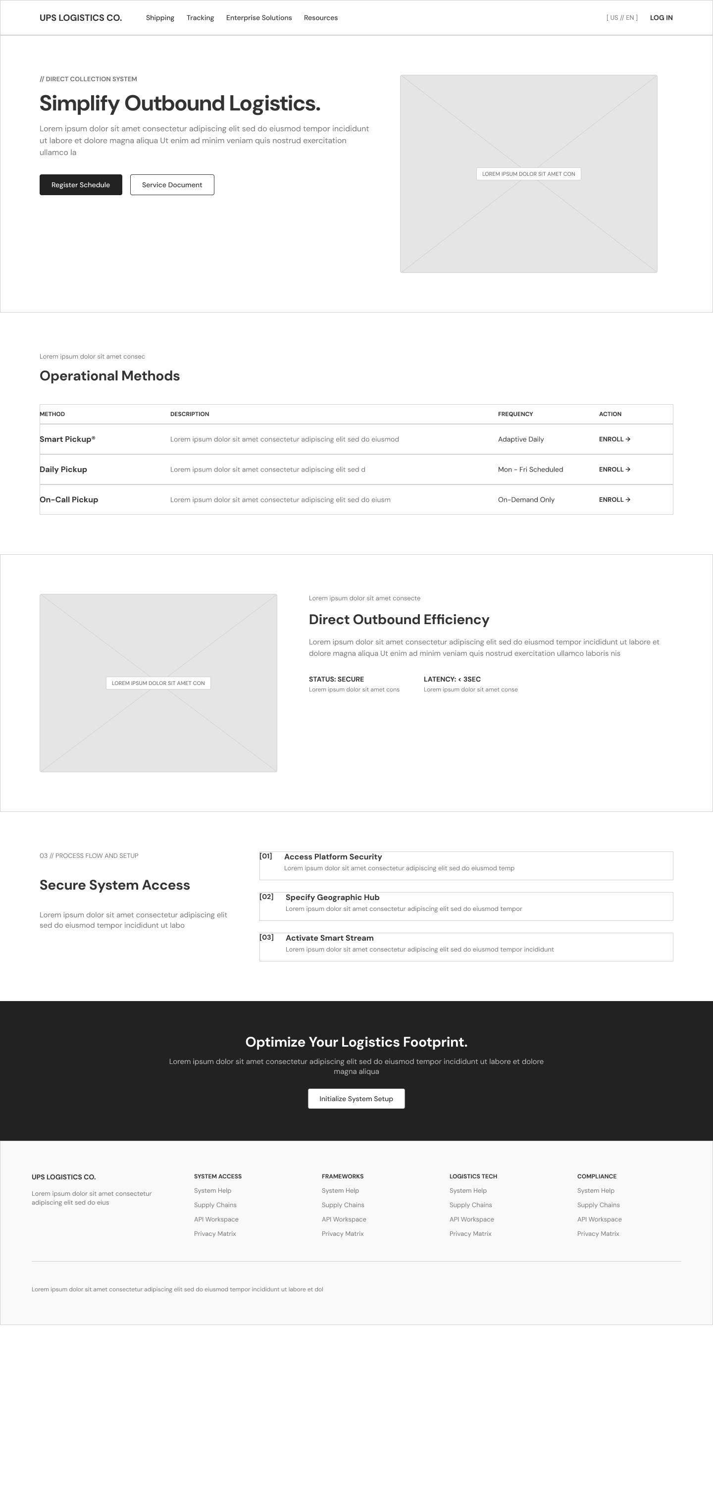 UPS pickup wireframe - asymmetric swiss grid