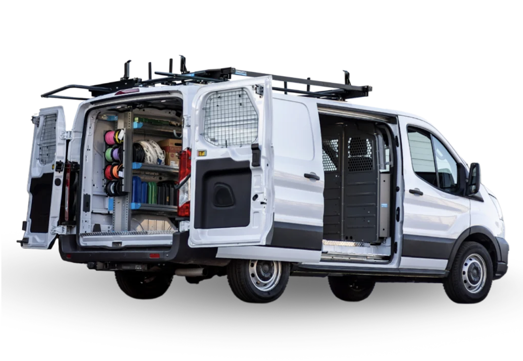 NV cargo van solution highlighting upfit and storage layout.