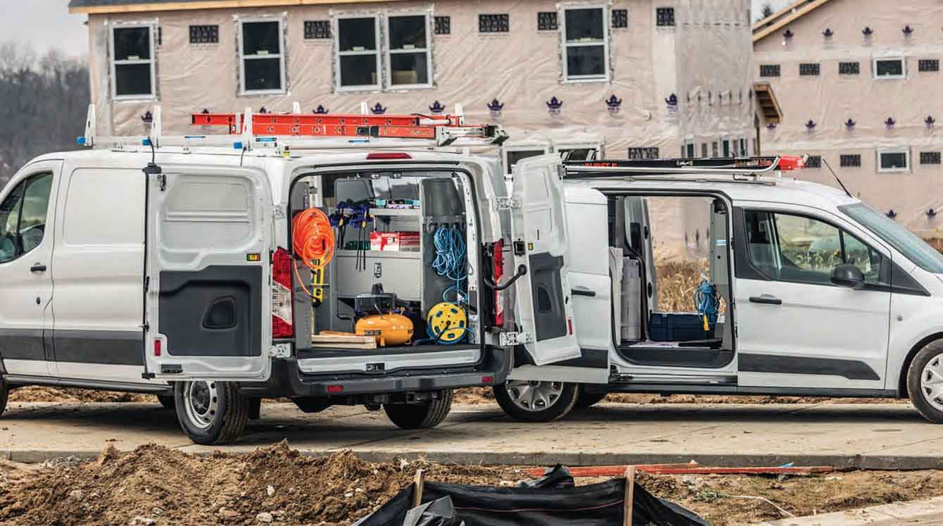 NV cargo vans configured and ready for trade buyers.
