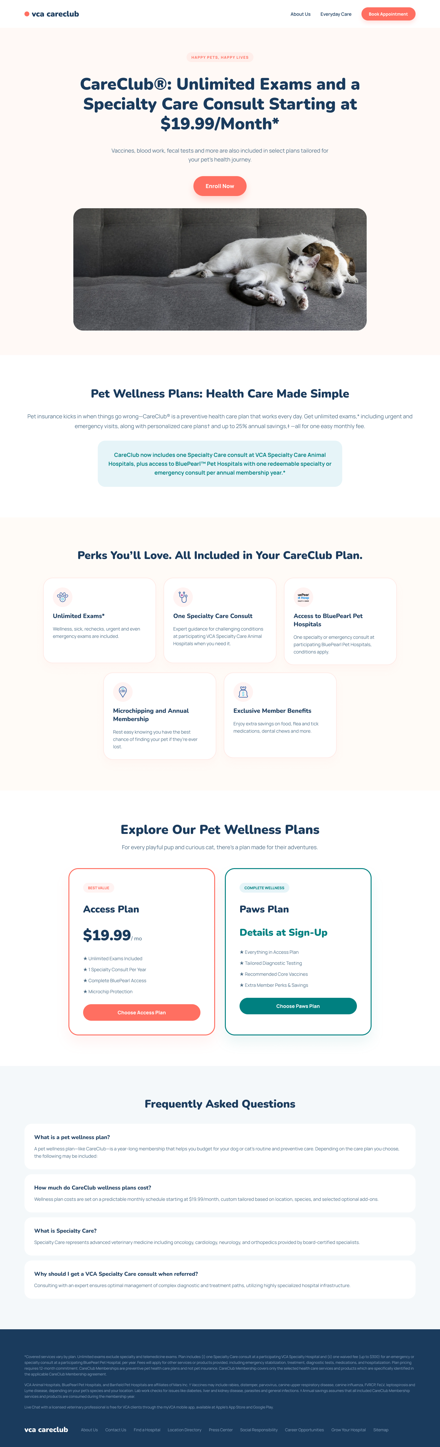 CareClub landing page — warm, bright visual direction
