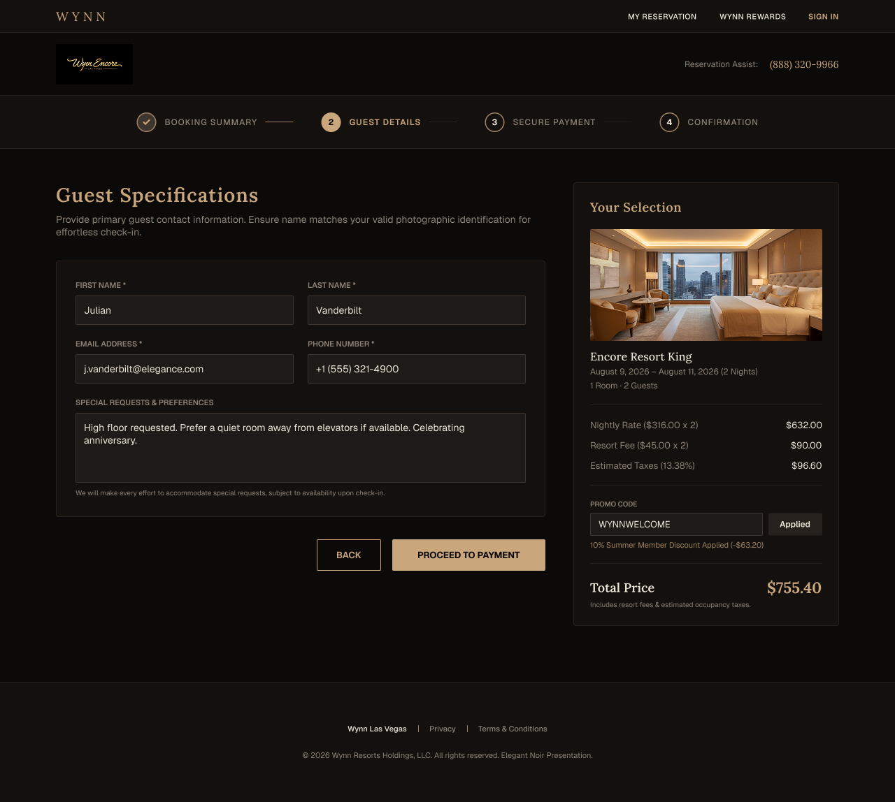 Guest details screen