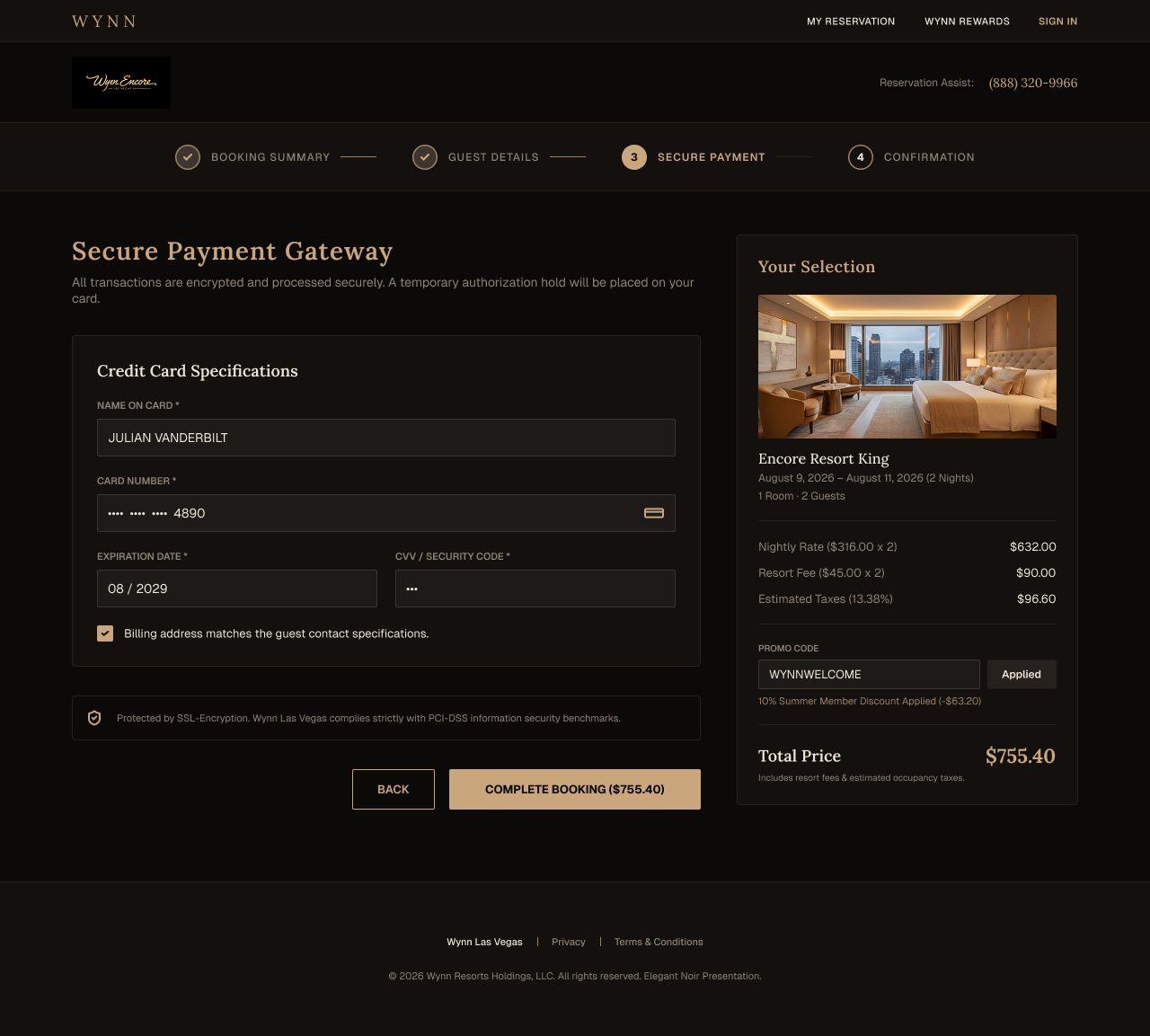 Payment screen